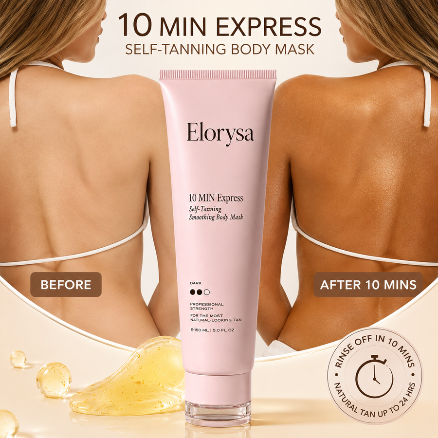 Elorysa self-tanning mask before and after result