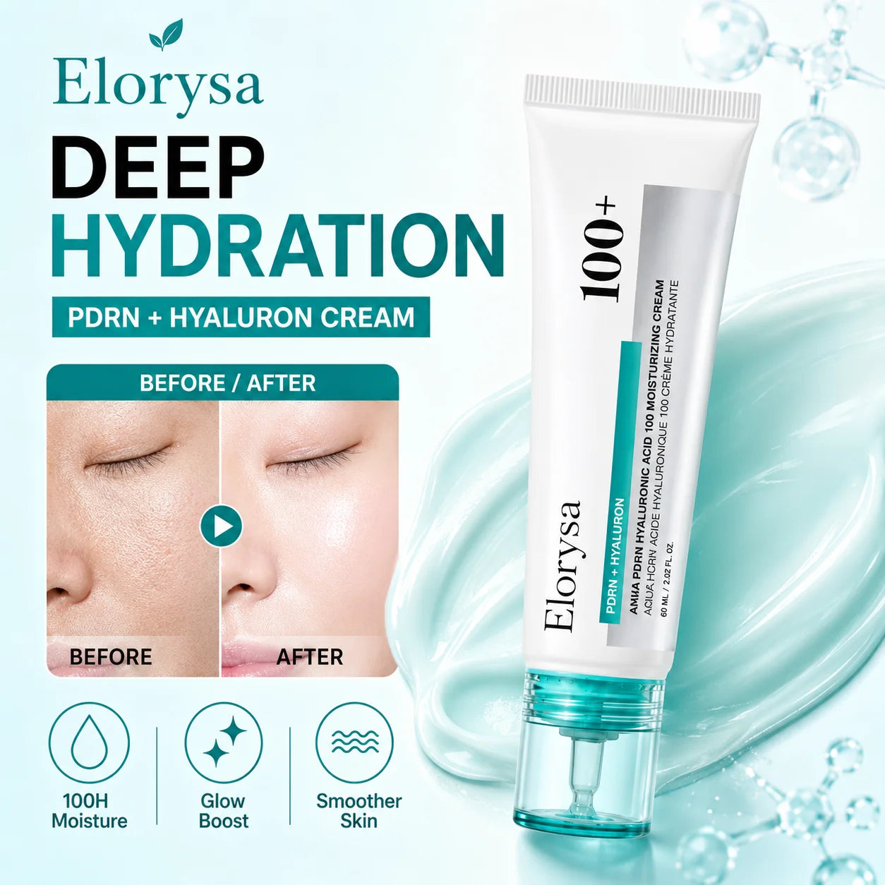 Elorysa Korean PDRN Anti-Aging Cream | Deep Collagen Boosting & Fine Line Reversal