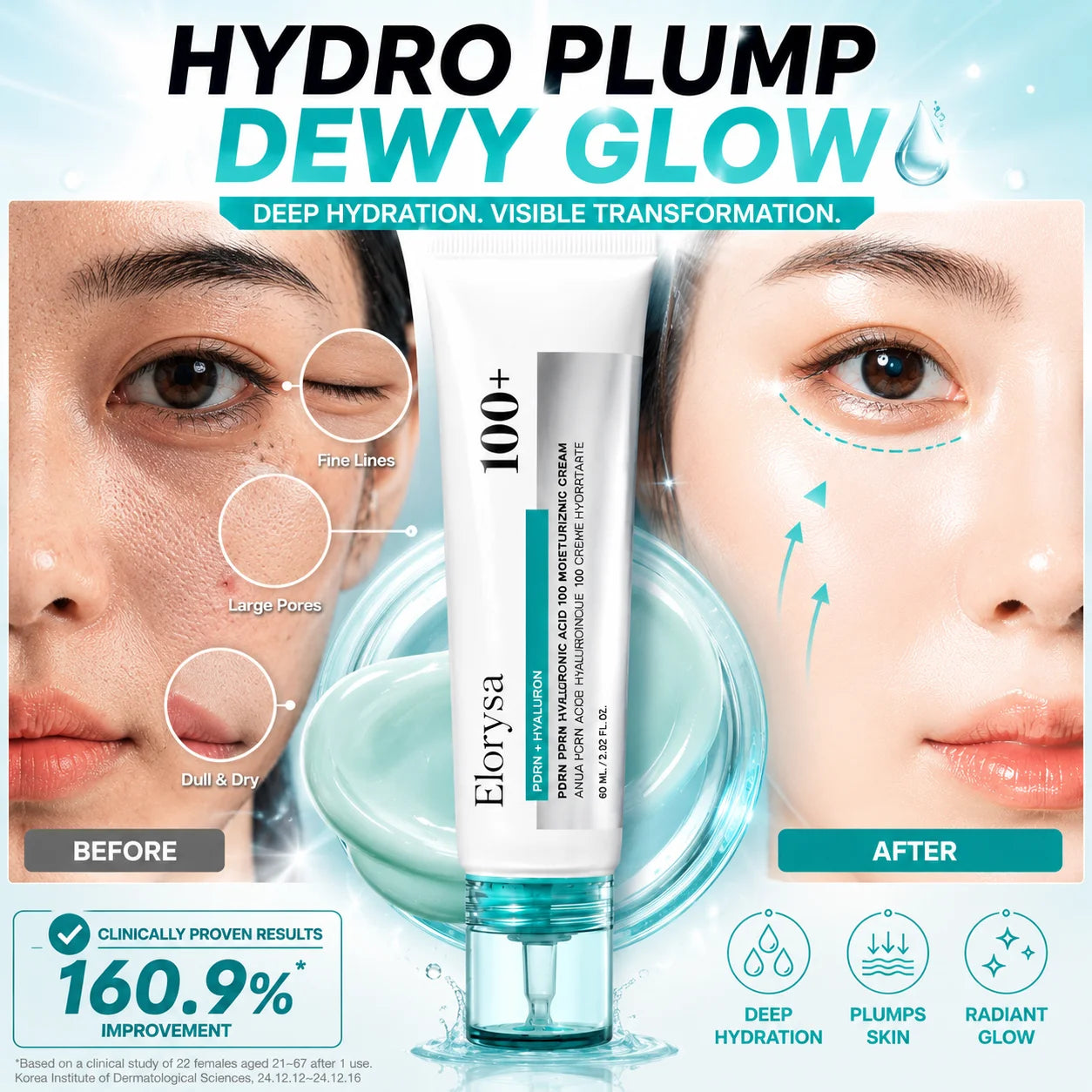 Elorysa Korean PDRN Anti-Aging Cream | Deep Collagen Boosting & Fine Line Reversal
