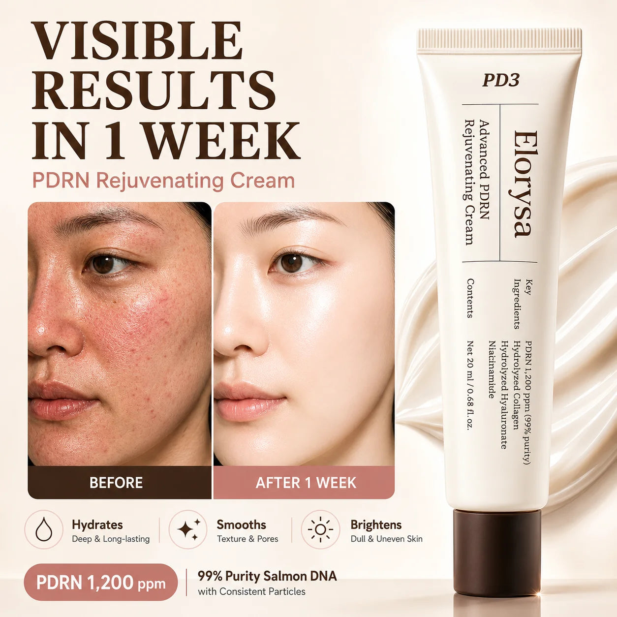 Elorysa PDRN Rejuvenating Cream — Advanced Salmon DNA Skin Repair & Firming Power 🐟