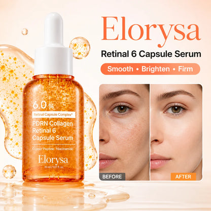 Elorysa PDRN Collagen Retinal 6 Capsule Serum, Turn Back Time for Firmer, Younger-Looking Skin