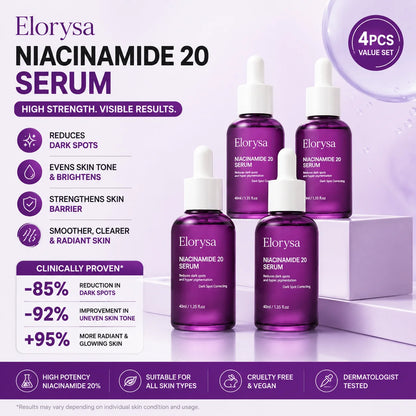 Elorysa 20% Niacinamide Dark Spot Correcting Serum for Face,Fade Dark Spots. Reveal Your Glow