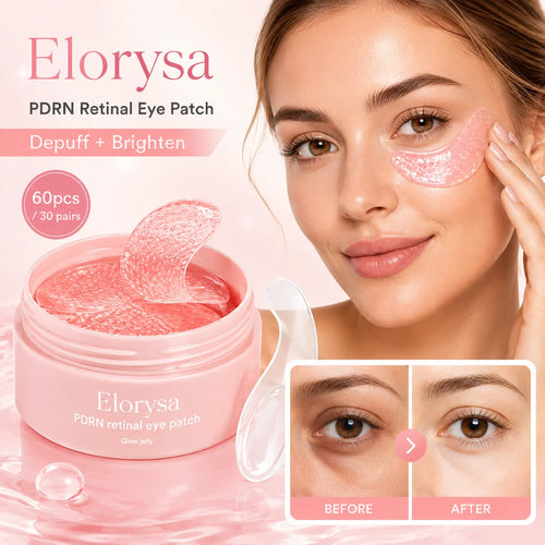 Elorysa PDRN Retinal Eye Patches for Rejuvenating & Puffy Eyes with Glow Jelly, Niacinamide, 60 Count, Korean Skin Care