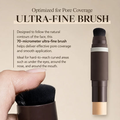 Elorysa 2-in-1 Korean Foundation Stick + Brush — Smooth, Natural-Looking Coverage