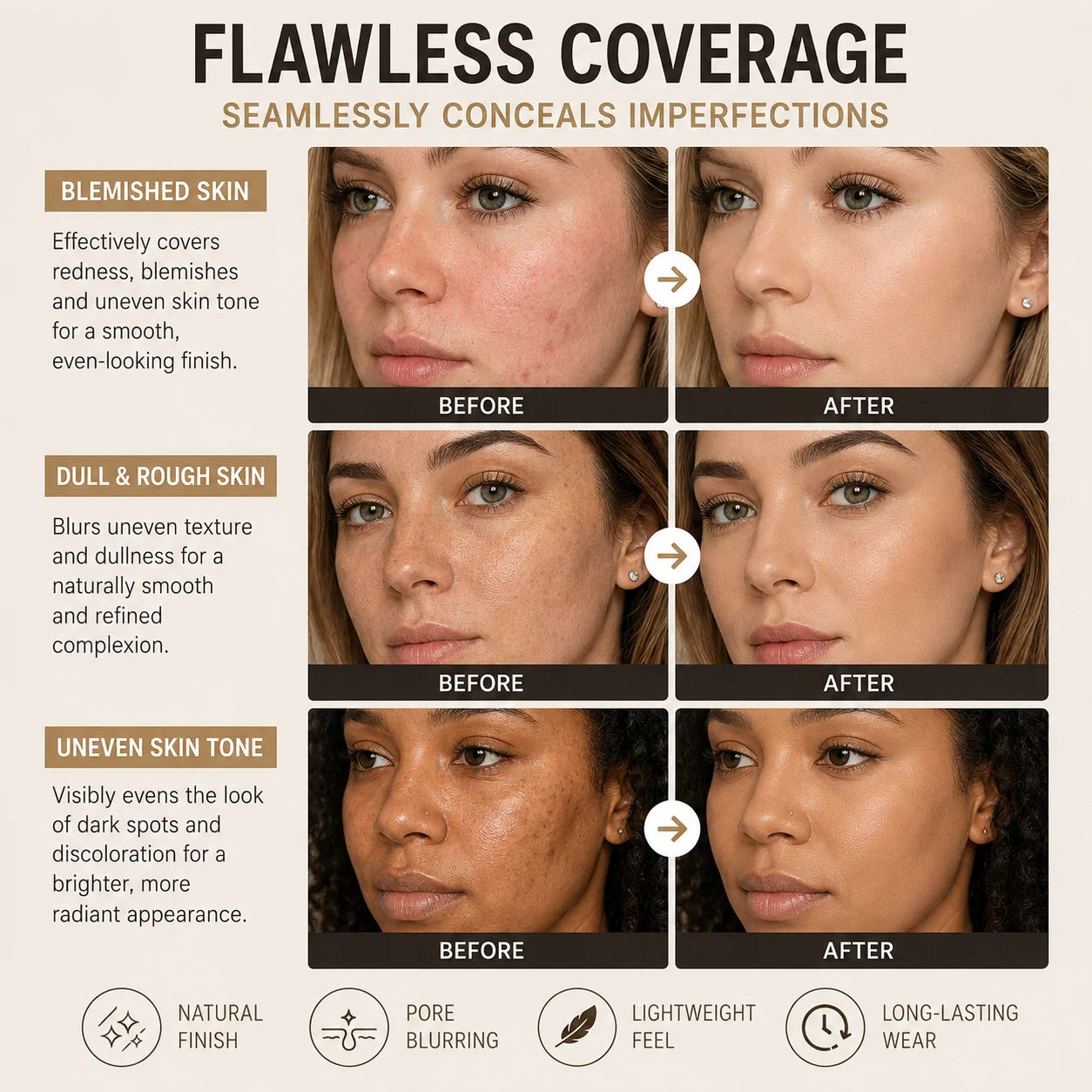 Elorysa 2-in-1 Korean Foundation Stick + Brush — Smooth, Natural-Looking Coverage