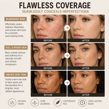 Elorysa 2-in-1 Korean Foundation Stick + Brush — Smooth, Natural-Looking Coverage