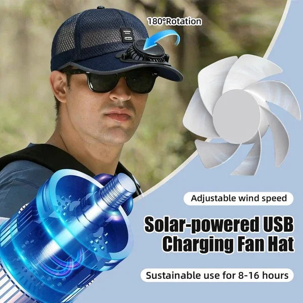 Solar cooling fan hat