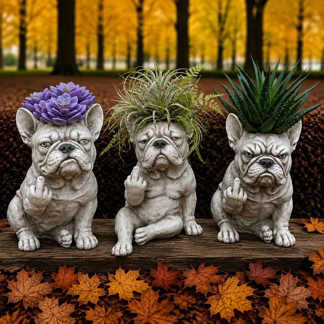 Funny French Bulldog Planter – Sassy Dog Statue Flower Pot For Home & Desk Decor