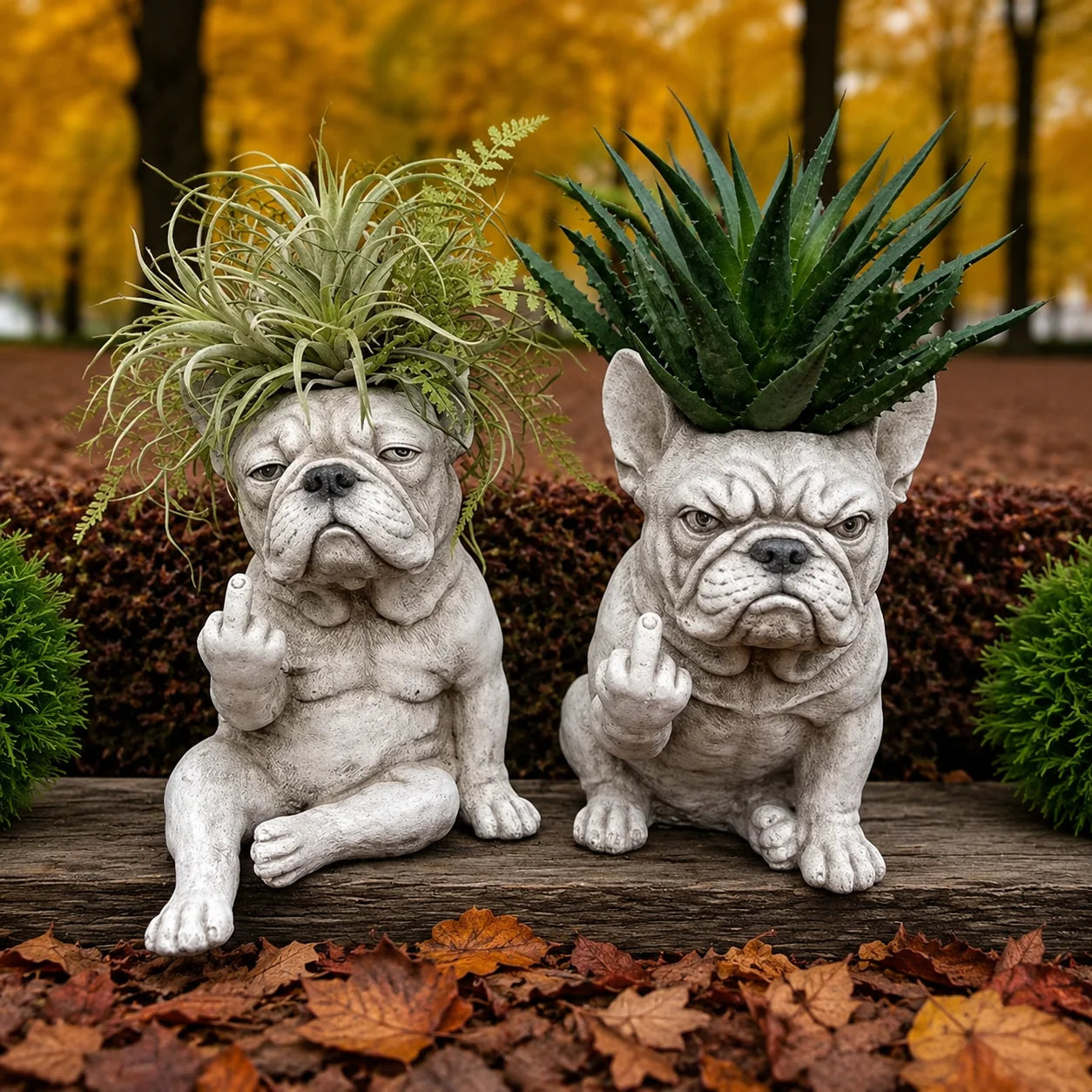 Funny French Bulldog Planter – Sassy Dog Statue Flower Pot For Home & Desk Decor