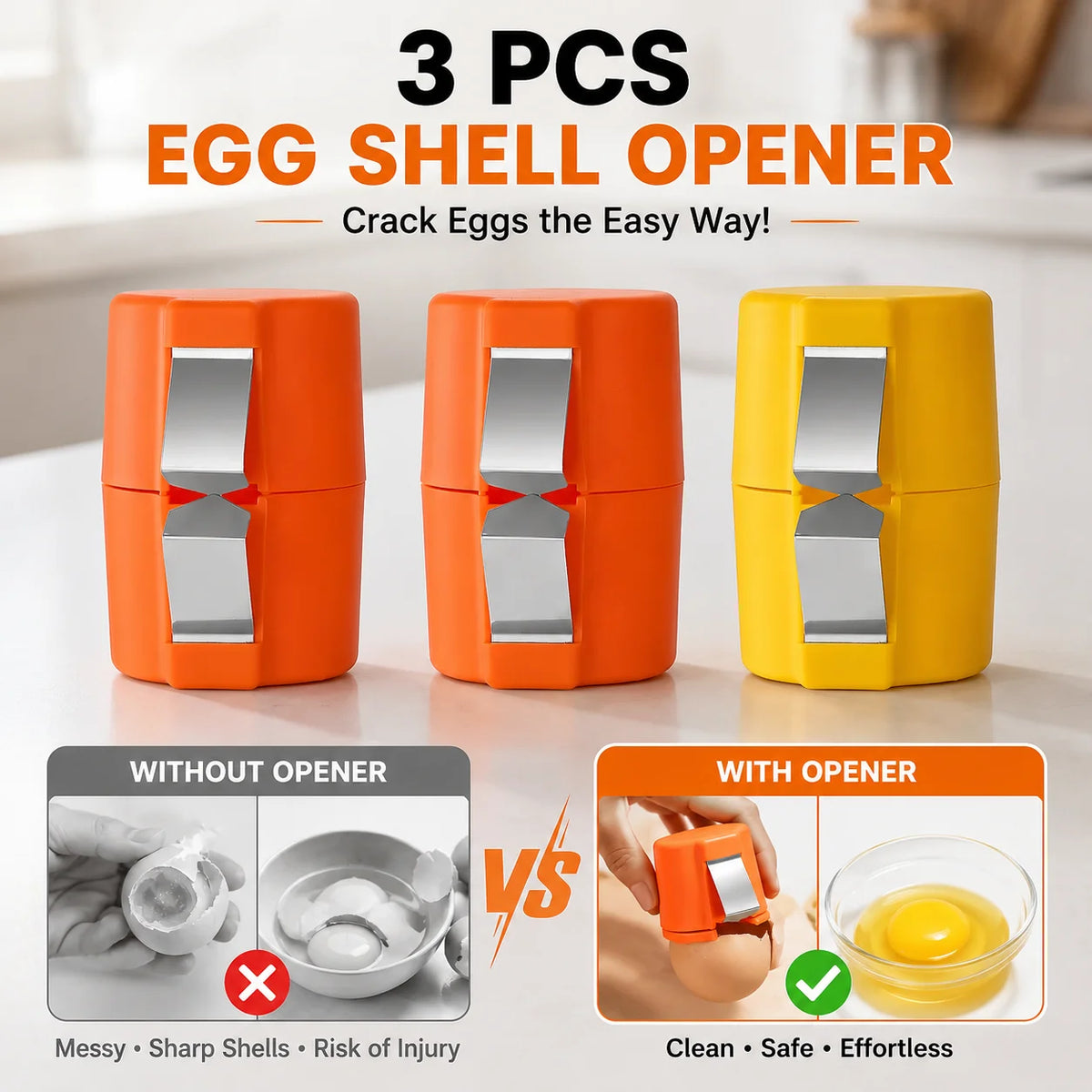 🔥🔥🔥Limited-time 😮‍💨 Buy 2 Get 1 Free ！！！🍳 Quick Egg Cracker Tool – Open Hundreds Of Eggs Faster & Cleaner——Microwave Egg Poacher 🔥