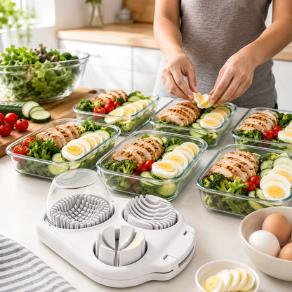 🥚3-in-1 Egg Cutter Tool —Perfect Eggs in Seconds — Slice, Wedge & Chop With One Simple Tool