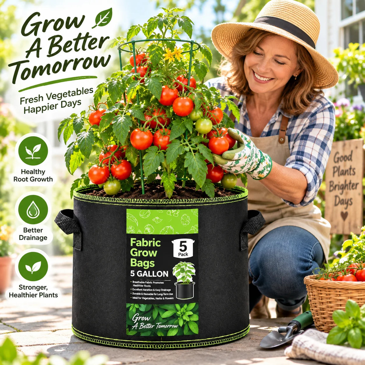 🌱 Elorysa 5-Gallon Grow Bags — Healthier Roots, Better Drainage & Easier Growing