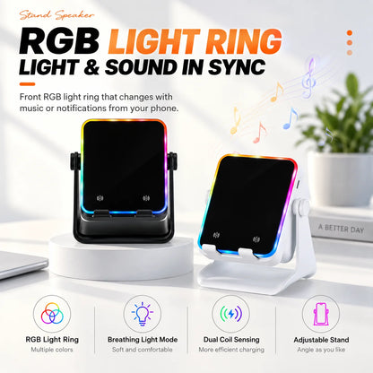 🔊 Elorysa™ 5-in-1 Instant Sync Speaker Stand – Hands-Free Sound, RGB Light & Easy Viewing