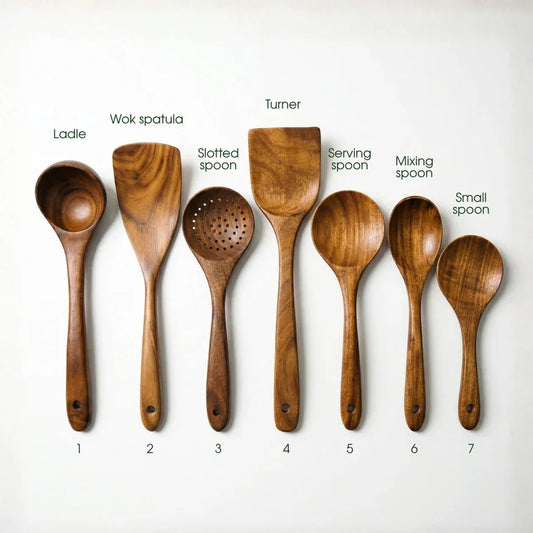 Elorysa™ Small Leaf Acacia Wood Utensil Set 🌿 Cook Beautifully, Naturally