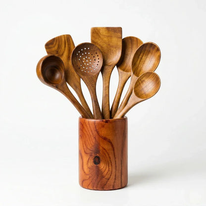Elorysa™ Small Leaf Acacia Wood Utensil Set 🌿 Cook Beautifully, Naturally