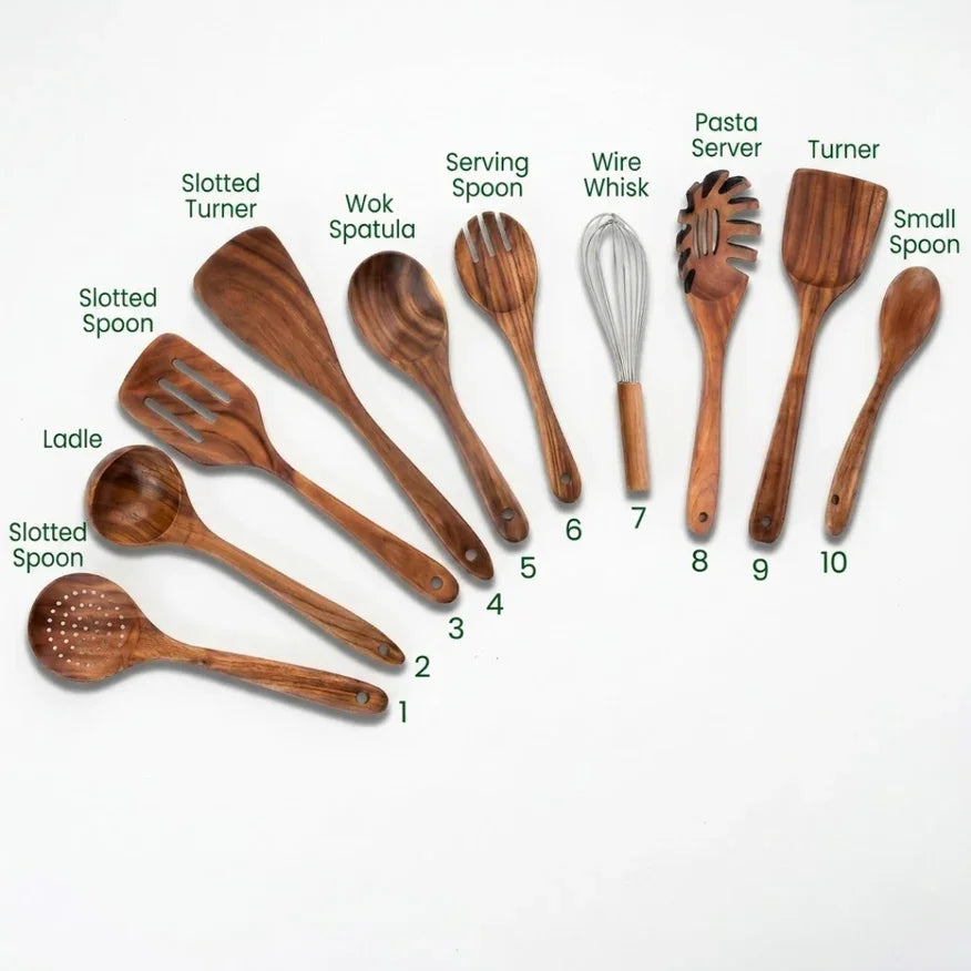 Elorysa™ Small Leaf Acacia Wood Utensil Set 🌿 Cook Beautifully, Naturally