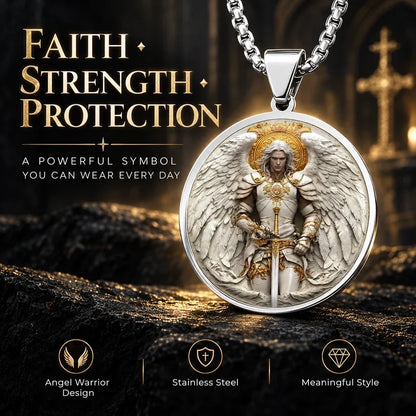 2026 NEW Angel Warrior Pendant Necklace for Men — Faith, Strength & Protection