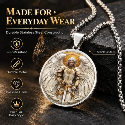 2026 NEW Angel Warrior Pendant Necklace for Men — Faith, Strength & Protection