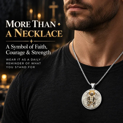 2026 NEW Angel Warrior Pendant Necklace for Men — Faith, Strength & Protection