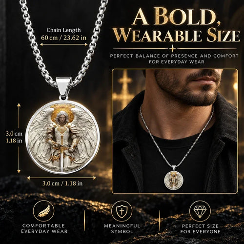 2026 NEW Angel Warrior Pendant Necklace for Men — Faith, Strength & Protection
