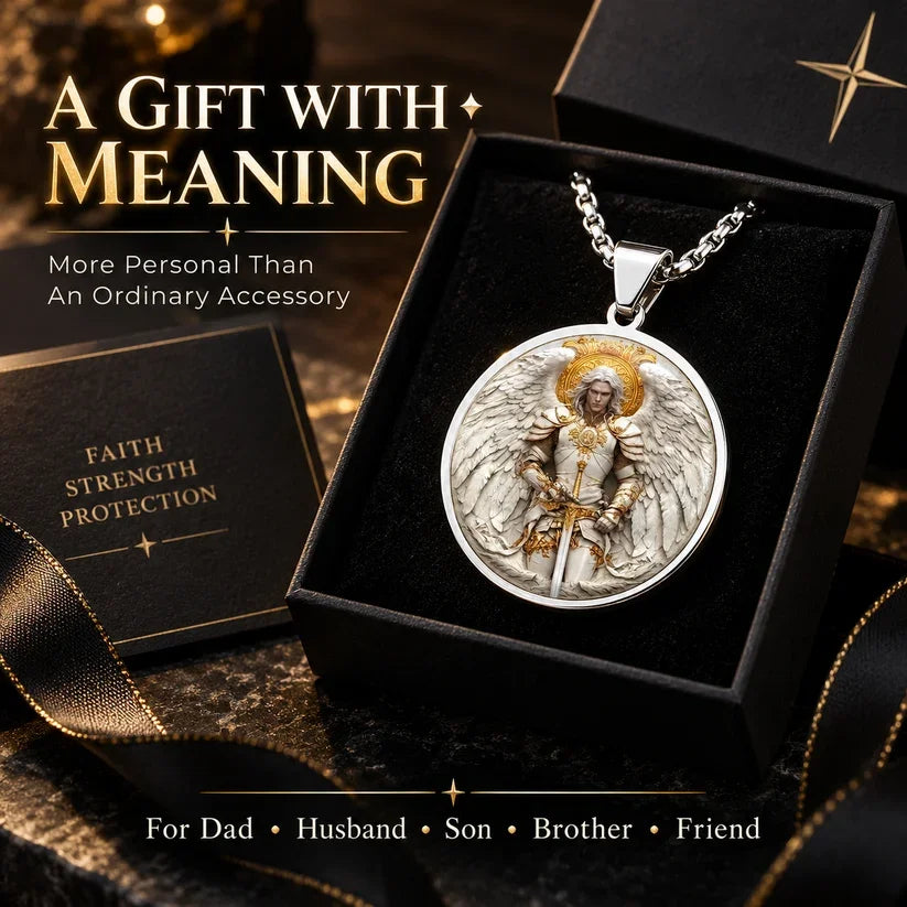 2026 NEW Angel Warrior Pendant Necklace for Men — Faith, Strength & Protection
