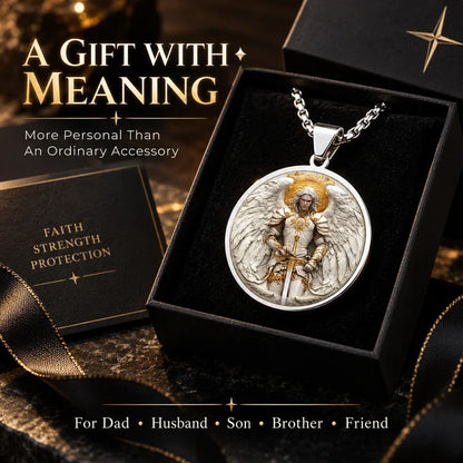 2026 NEW Angel Warrior Pendant Necklace for Men — Faith, Strength & Protection