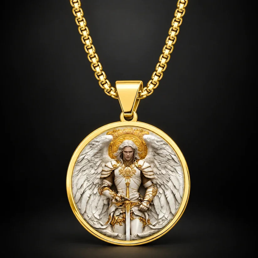 2026 NEW Angel Warrior Pendant Necklace for Men — Faith, Strength & Protection