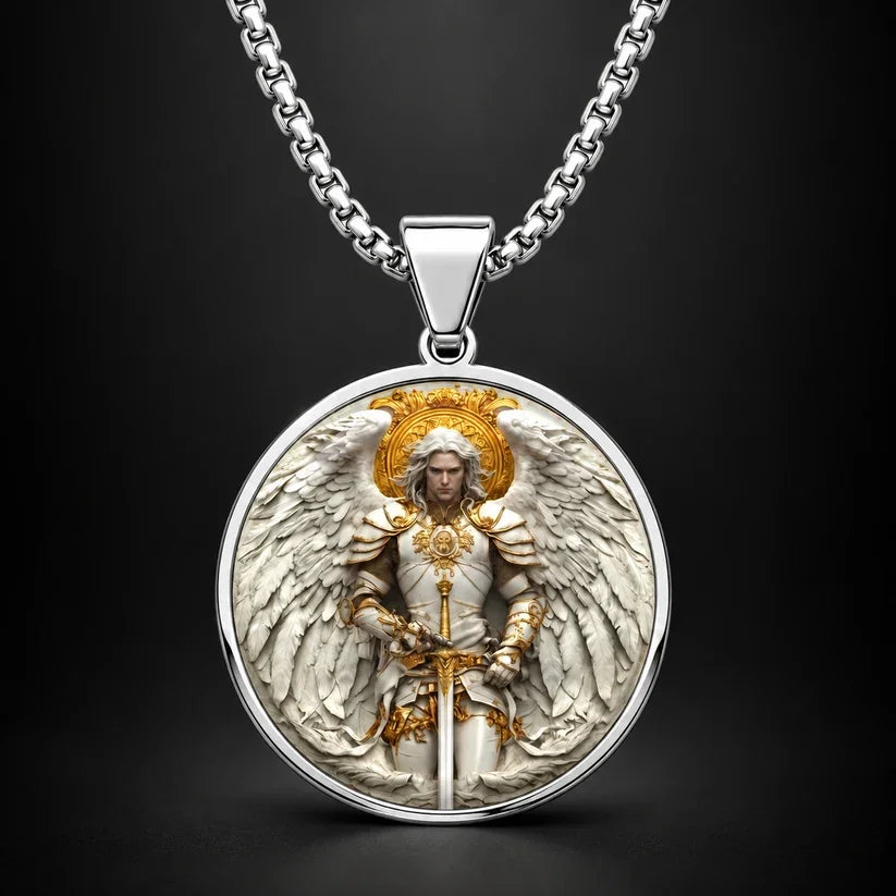 2026 NEW Angel Warrior Pendant Necklace for Men — Faith, Strength & Protection