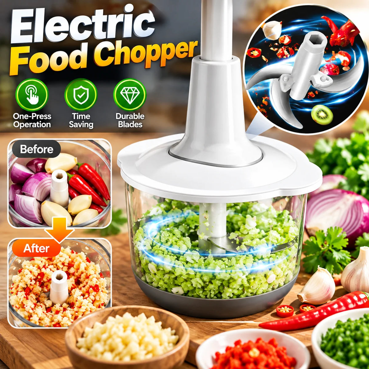 ⚡ Elorysa Vegetable & Meat Mincer — Fast Food Chopper for Easy Meal Prep