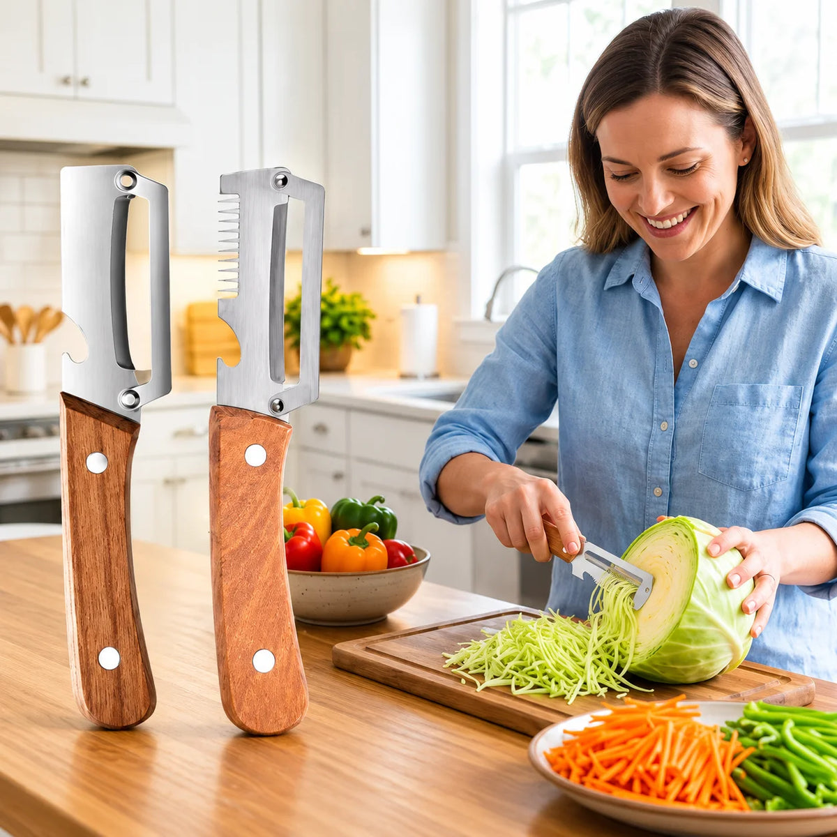 ✨🏆Hot Sale 🔥 Elorysa™ 3-in-1 Zero-Snag Vegetable Peeler – Tough Skins Off Fast, Less Food Wasted
