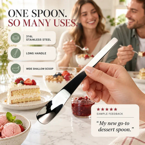 🥄🏆Hot Sale Long-Handle Stainless Steel Dessert Spoon