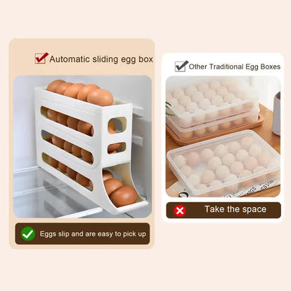 ✨🏆Hot Sale Egg Holder for Fridge, Eggs Dispenser Auto Rolling