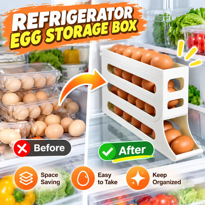 ✨🏆Hot Sale Egg Holder for Fridge, Eggs Dispenser Auto Rolling