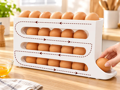 ✨🏆Hot Sale Egg Holder for Fridge, Eggs Dispenser Auto Rolling