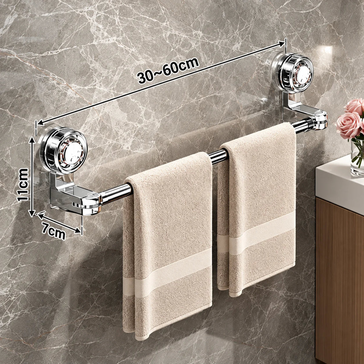 ✨ Elorysa™ Adjustable Suction Cup Towel Bar — No Drilling, Less Clutter!