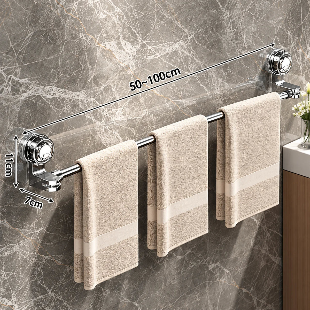 ✨ Elorysa™ Adjustable Suction Cup Towel Bar — No Drilling, Less Clutter!